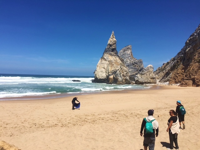 portugal, travel lisbon, lisbon, sintra portugal, praia da ursa, white pants, leather jacket, zara outfit for summer, travel blogger, toronto fashion blogger, best places to travel, where to travel in portugal, sashadollcloset outfit