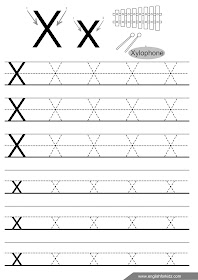 Letter x tracing worksheet, elementary school esl worksheets