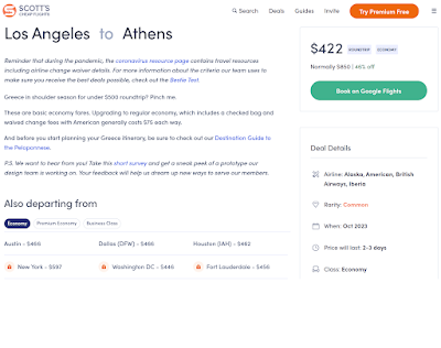 Scotts cheap flights Los Angeles to Athens