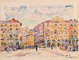 City Square (Pencil, watercolour and gouache on laid paper, circa 1925 - Cityscape) by Paul Signac