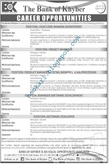 Bank of Khyber Jobs September 2019