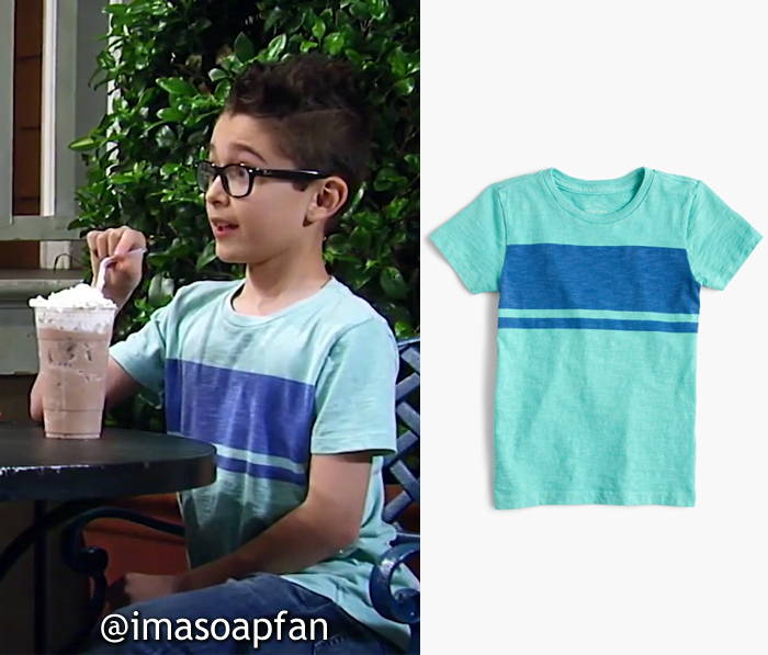 Spencer Cassadine, Nicolas Bechtel, Green and Blue Striped Tee, J. Crew, General Hospital, GH