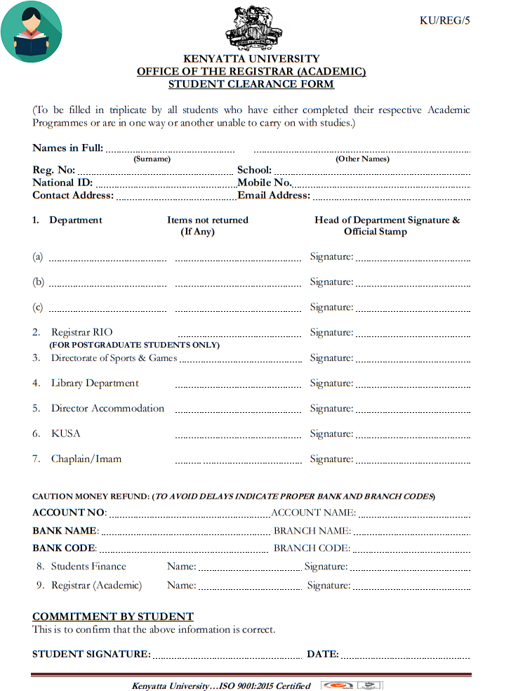Download Kenyatta University (KU) Clearance Form [PDF]