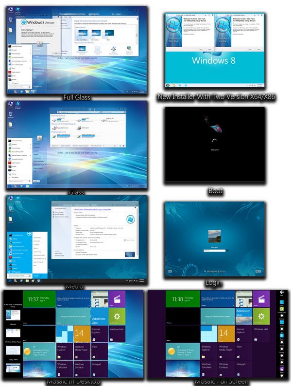 Download Windows 8 Skin Pack for Windows 7