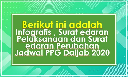 Berikut ini adalah Infografis , Surat edaran Pelaksanaan dan Surat edaran Perubahan Jadwal PPG Daljab 2020