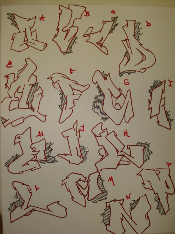 Unique style graffiti alphabet letters AN and P Sketch graffiti alphabet