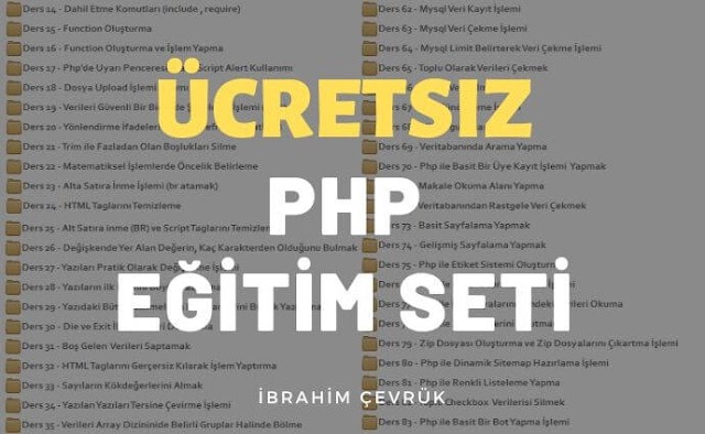 Ücretsiz Php Eğitim Seti (85 Ders, HD ,13 Saat)