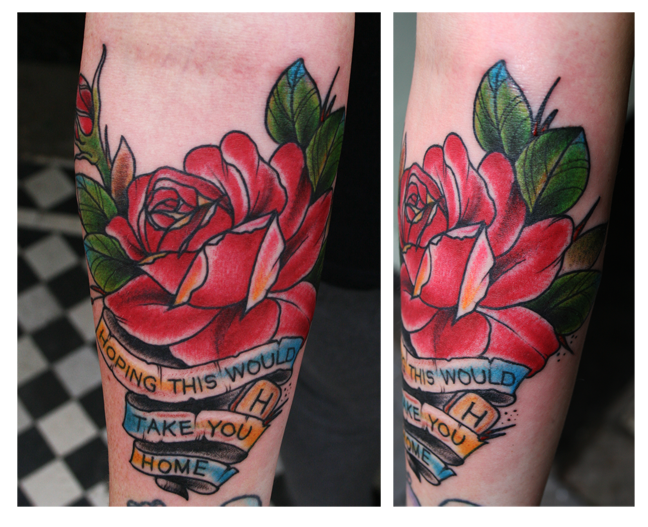 rose tattoo on elbow. Weee rose. Did this tattoo