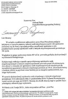 List do prezydenta Andrzeja Dudy z postulatami protestujących