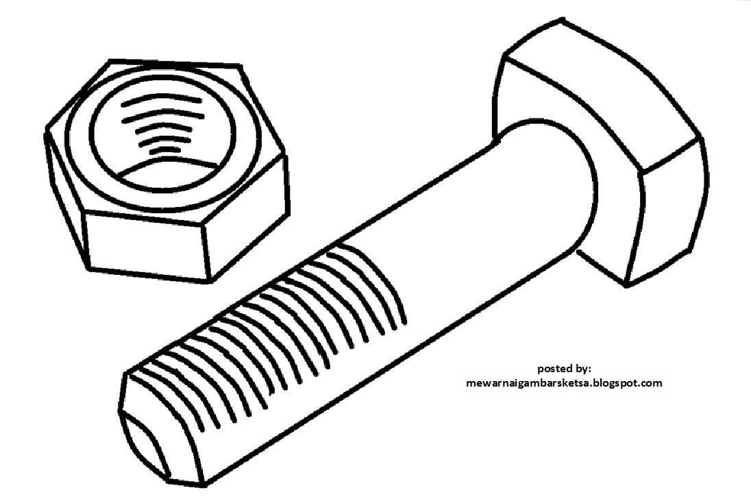 Mewarnai Gambar Mewarnai Gambar Sketsa Baut Mur 1