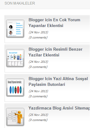 Blogger Icin Son Yazilar Makaleler Eklentisi