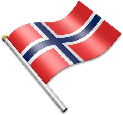 The Norwegian flag on a flagpole clipart image