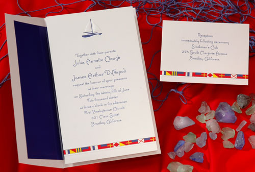 Sail away into your new life together This nautical bright white invitation 