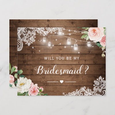 Beautiful Rustic Floral Be My Bridesmaid Proposal Invitation Postcard