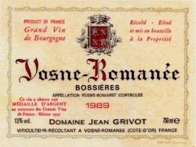 「Vosne Romanee」1989'  Domaine Jean Grivot  Communales (村名）