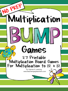 Multiplication Bump Games - 27 Printable Games