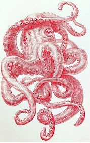 05-Red-Octopus-Animal-Drawings-Guno-Park-www-designstack-co