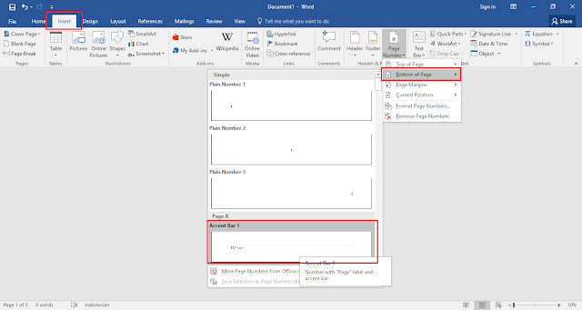 Cara Membuat Nomor Halaman / Page number Microsoft Word