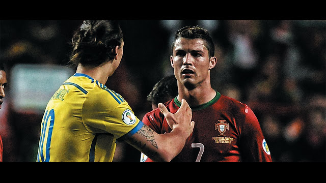 Zlatan Ibrahimovic and Cristiano Ronaldo Sweden vs Portugal playoff match