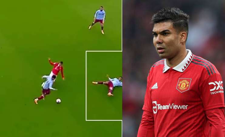 Fans left in disbelief as Casemiro escapes punishment for challenge on Jacob Ramsey