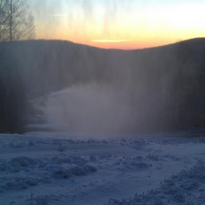 Sunrise on Tuesday, November 6 after the first night of snowmaking at Gore Mountain.

The Saratoga Skier and Hiker, first-hand accounts of adventures in the Adirondacks and beyond, and Gore Mountain ski blog.