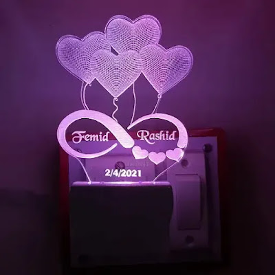 7 Heart Color Changing 3D Illusion Led Night Lamp