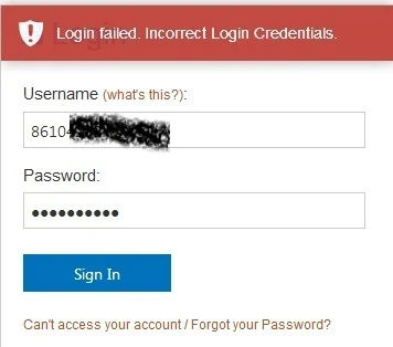 UI post UTME page showing Login failed