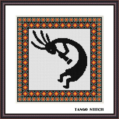 Kokopelli cross stitch ornament pattern