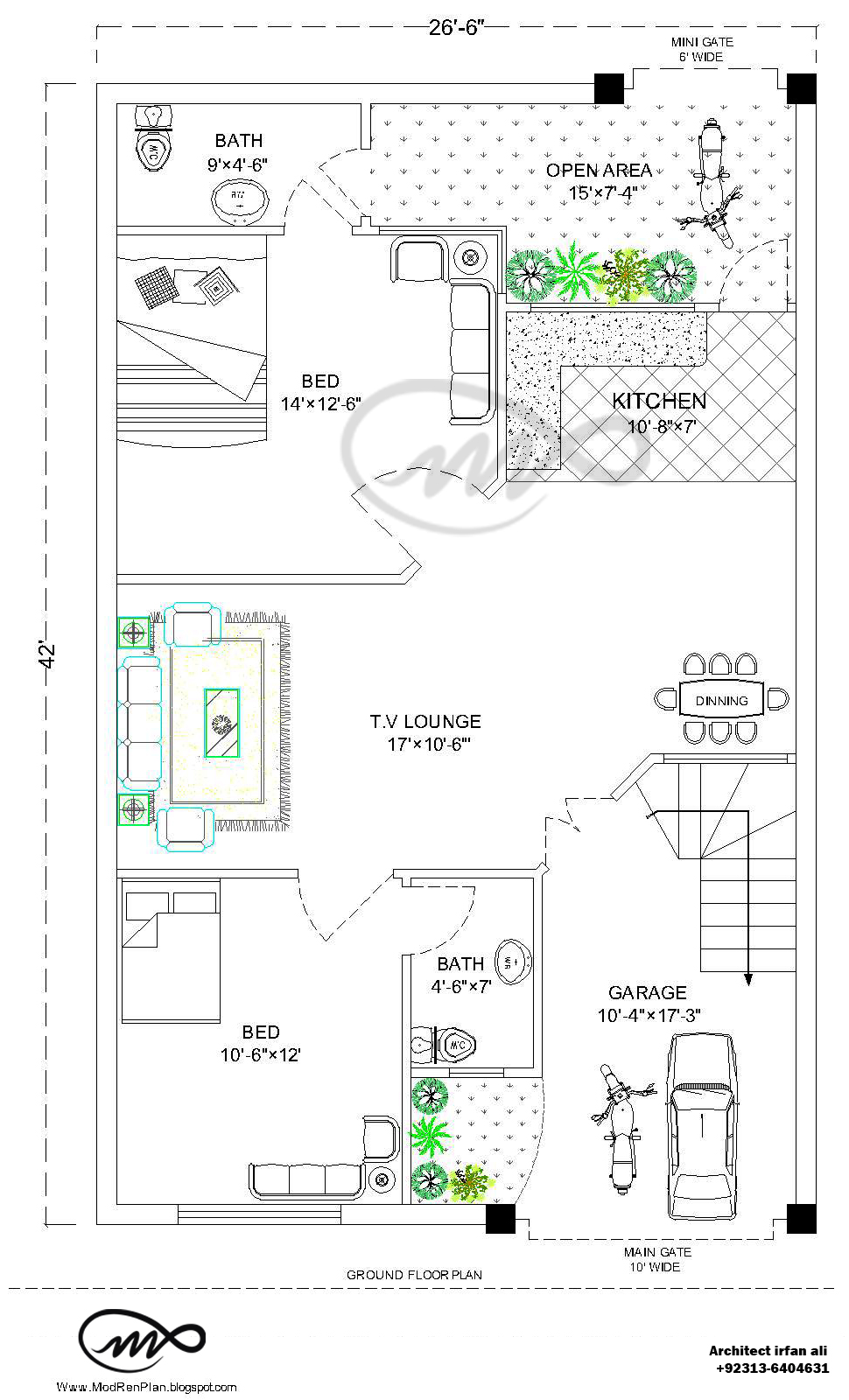 27x36 1000 Square Feet 3 5 Marla House  Plan  And Map 