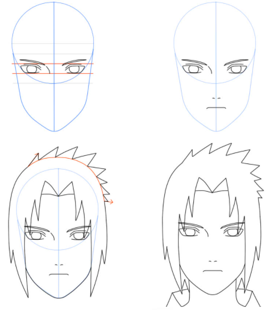 Como Dibujar a Sasuke del Anime Naruto [ Paso a Paso ]