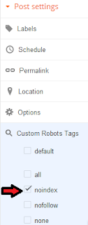 How To Tell Google Not To Index Specific Post In Blogspot