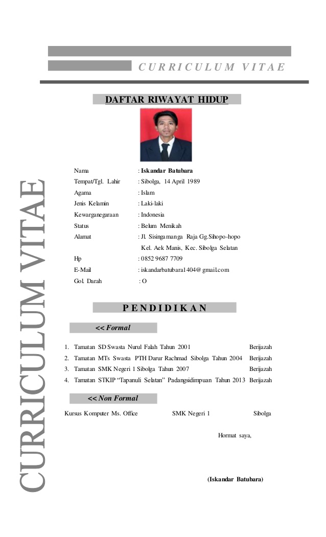  contoh cv baru lulus, contoh curriculum vitae anak sma, contoh surat