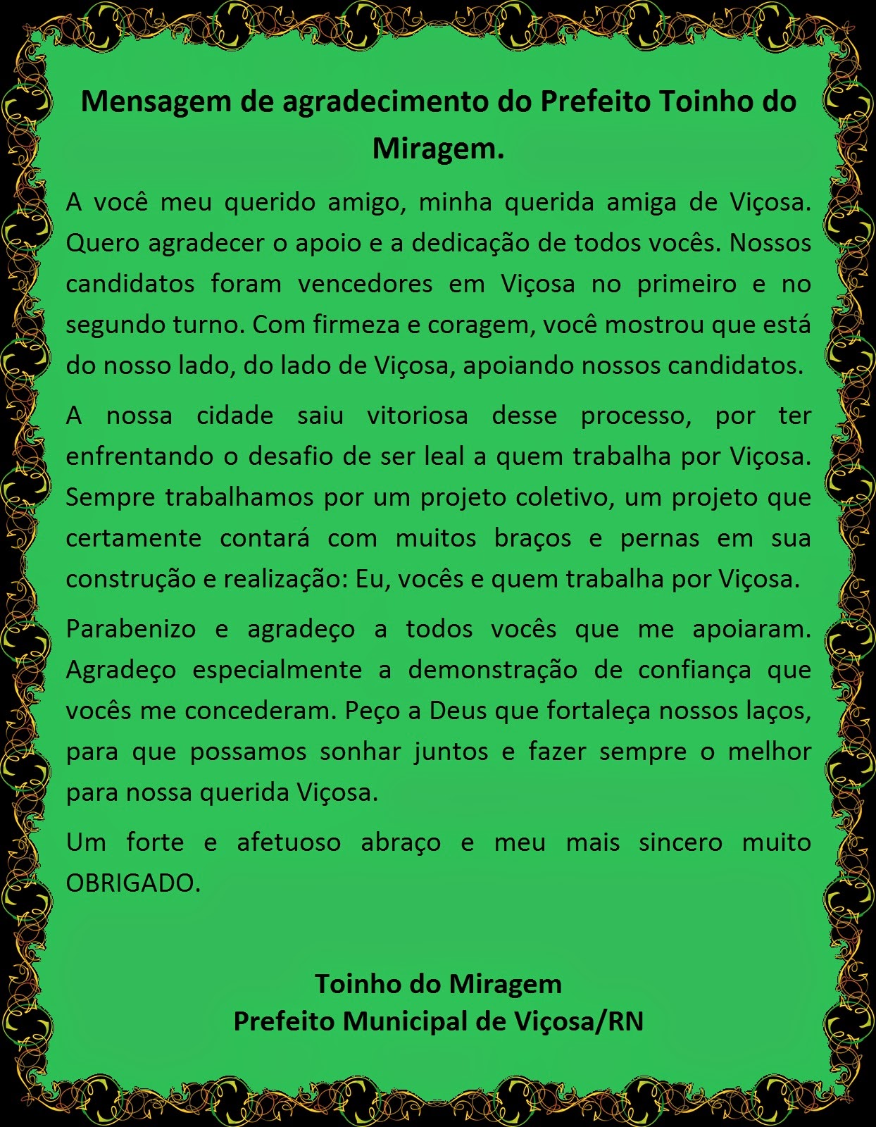 VIÇOSA CLICK : Mensagem de agradecimento do Prefeito 