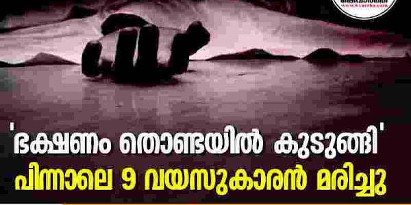 Boy Died | 'ഭക്ഷണം തൊണ്ടയില്‍ കുടുങ്ങി'; പിന്നാലെ 9 വയസുകാരന്‍ മരിച്ചു