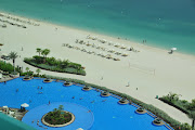 . a view over the pool and beachfront at the Palm Atlantis Hotel, Dubai (bdp )