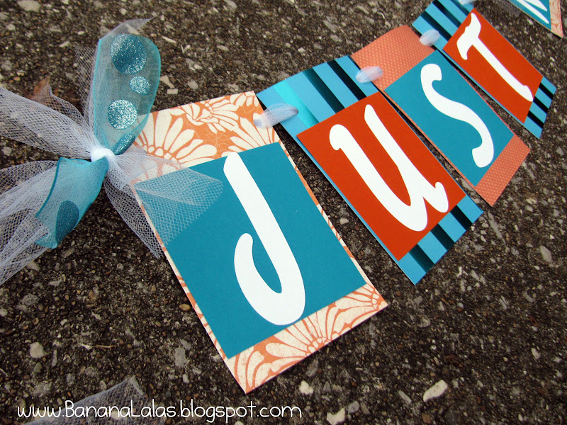  Wedding Banner Just Married in Burnt Orange and Turquoise