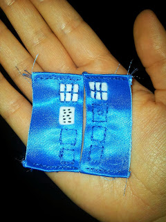 T for Tardis doors - no more than 5.5cm in length, sitting in the palm of my hand for scale. I made them separately and then attached them to the design