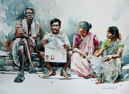 Indian Watercolor Artist- "Rajkumar Sthabathy" 1975