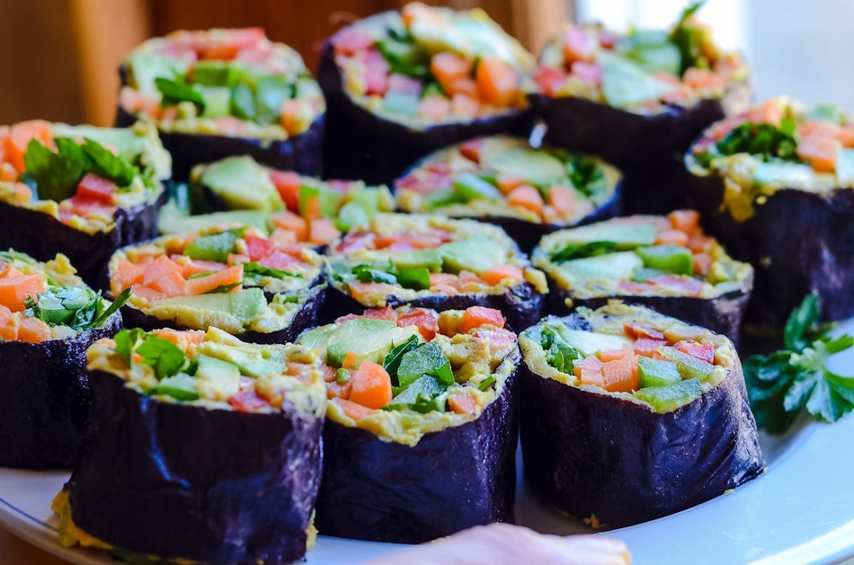 Raw veg nori seaweed wraps