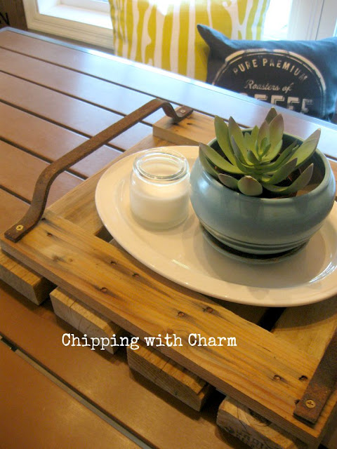 Chipping with Charm: Rustic Pallet Tray with Silo Step Handles...www.chippingwithcharm.blogspot.com