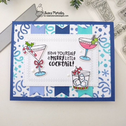 Have yourself a merry little Cocktail by Diane features Christmas Cocktails, Confetti, and Frames & Flags by Newton's Nook Designs; #inkypaws, #christmascards, #newtonsnook, #cocktailcards