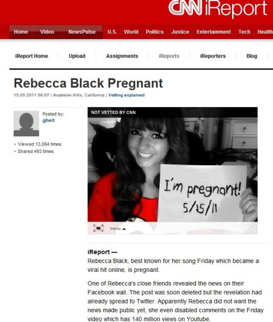 The glee Rebecca Black is not pregnant its only the rumors