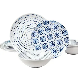 Blue Melamine Outdoor Dinnerware Set