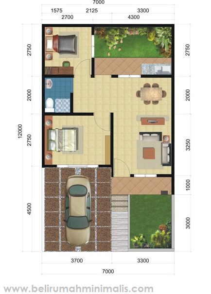 Rancangan Denah Rumah Minimalis 2 Kamar  Beserta Contohnya 