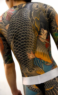 Japanese Black Koi Fish Tattoo Full Body Man