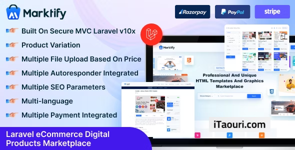 Marktify v1.0 - سوق المنتجات الرقمية للتجارة الإلكترونية لارافيل - مجاني