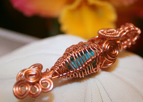 Wrapped up: copper, stabilized turquoise chips, OOAK pendant :: All Pretty Things