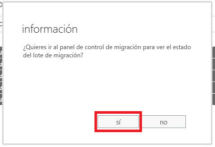 Panel de control de migración.