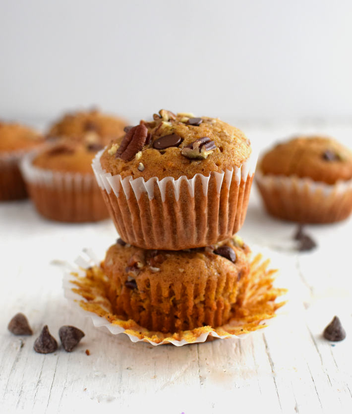 Ponquecitos o muffins de auyama, vista en primer plano