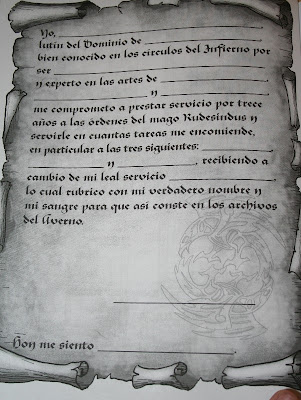 Ficha de personaje del juego de rol La Torre de Rudesindus.